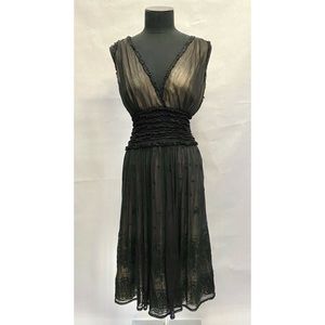 Max Studio Silk Embroidered Lace Midi Dress